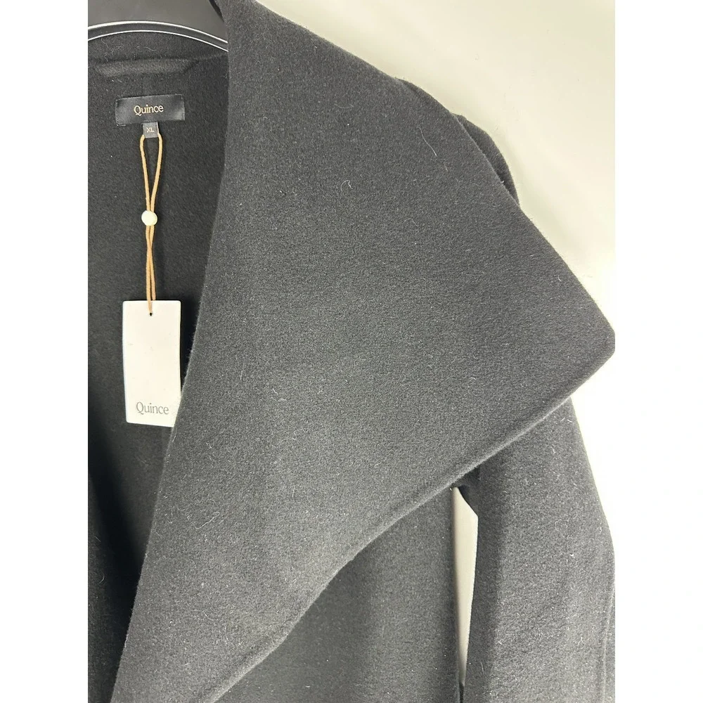 NWT Quince Double Faced Merino Wool Draped Collar Wrap Coat Long Tie Women's XL - Picture 6 of 16